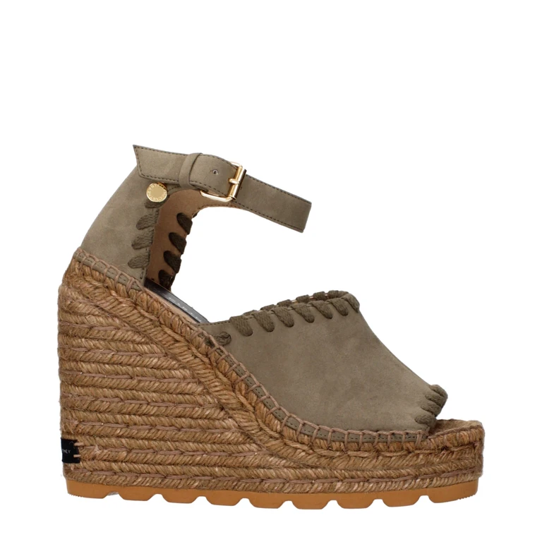 Green Leather Wedge Sandals - Women