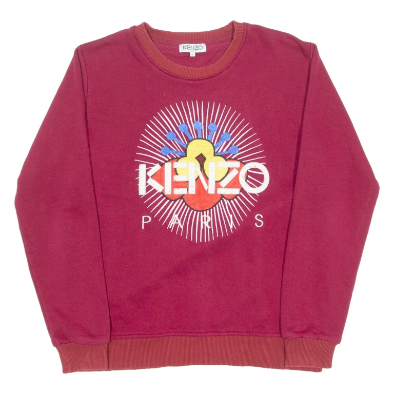 KENZO Mens Sweatshirt Maroon Crew Neck S