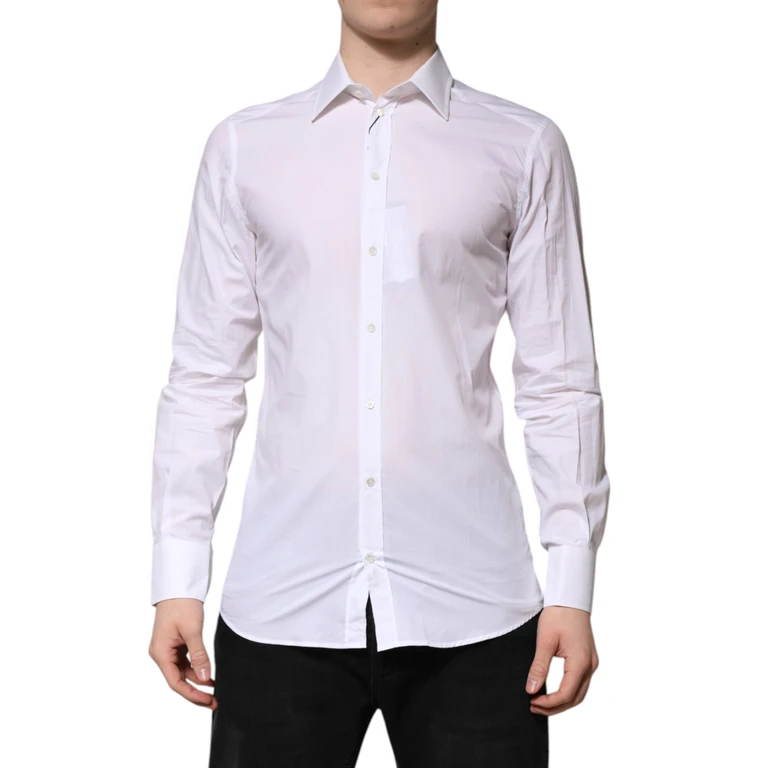Dolce & Gabbana White Gold Long Sleeves Dress Formal Shirt Cotton - Men