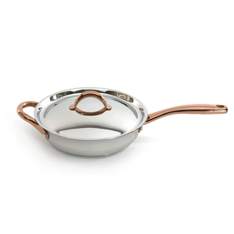 Ouro Gold 18/10 Stainless Steel 9.5" Deep Skillet with SS Lid, 3.1qt.