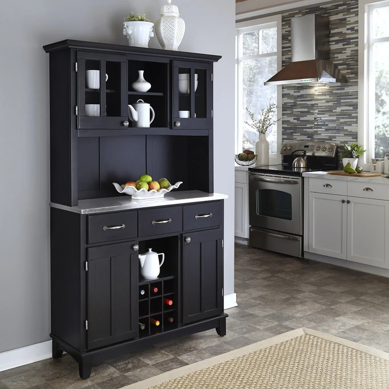 Homestyles Black Buffet with Hutch
