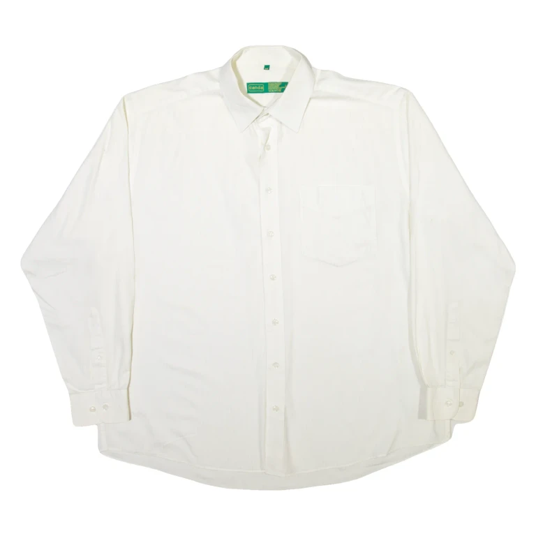 CANDA Mens Plain Shirt White Long Sleeve XL