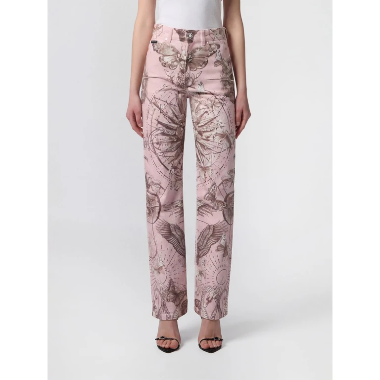 High-Waisted Skinny Jeans in Cotton Denim with Graphic Print (SAFCWDT2882PDE004N0103)