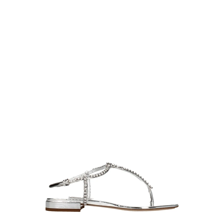Gray Leather Flip-Flop Sandals - Women