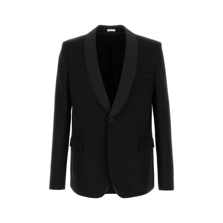 Alexander McQueen Black Wool Blazer Giacche E Gilet - Men