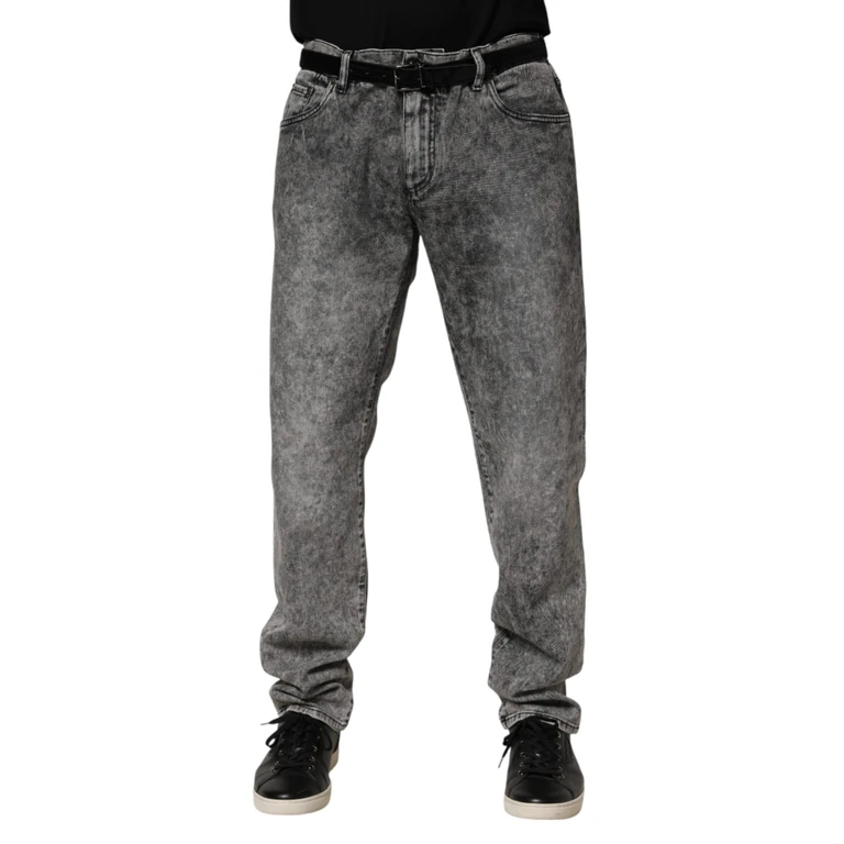 Gray Cotton Straight Leg Denim Trouser Jeans Elastane - Men