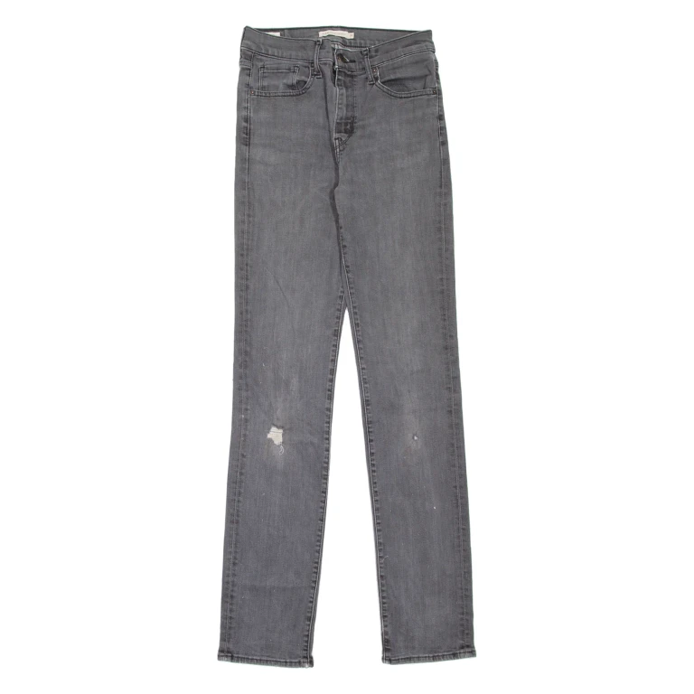 LEVI'S 724 High Rise BIG E Womens Jeans Grey Straight Stone Wash W28 L34