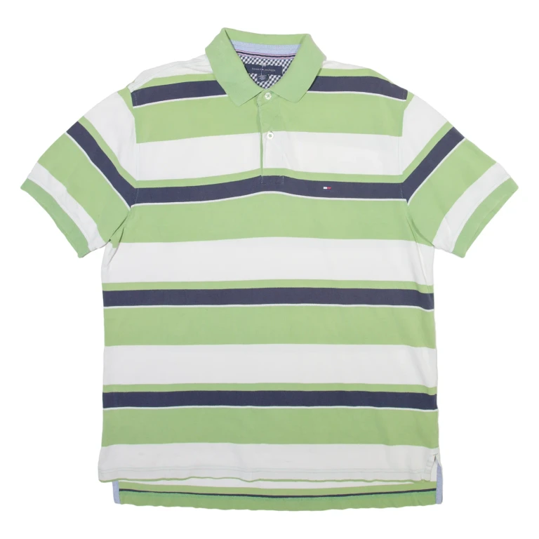 TOMMY HILFIGER Mens Polo Shirt Grey Striped XL