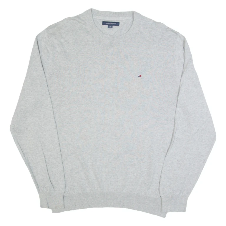 TOMMY HILFIGER Mens Jumper Grey Tight Knit XL