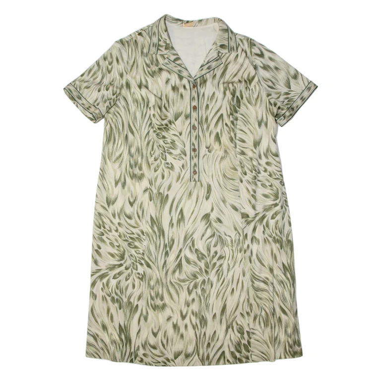 ACKERMANN Womens Shirt Dress Green 90s Crazy Pattern Midi XL