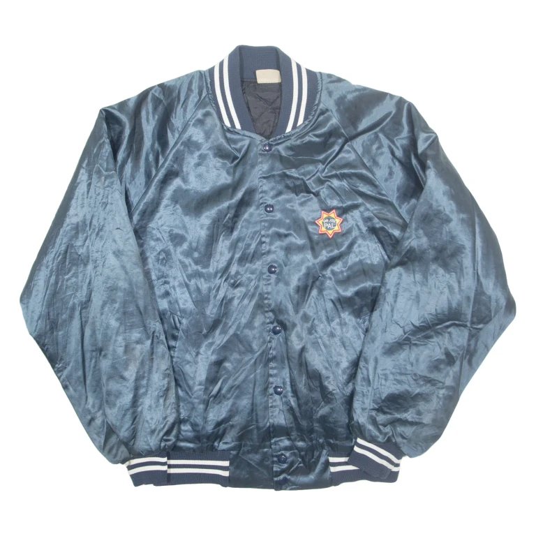 AUBURN San Jose Pal Mens Varsity Jacket Blue Nylon USA L