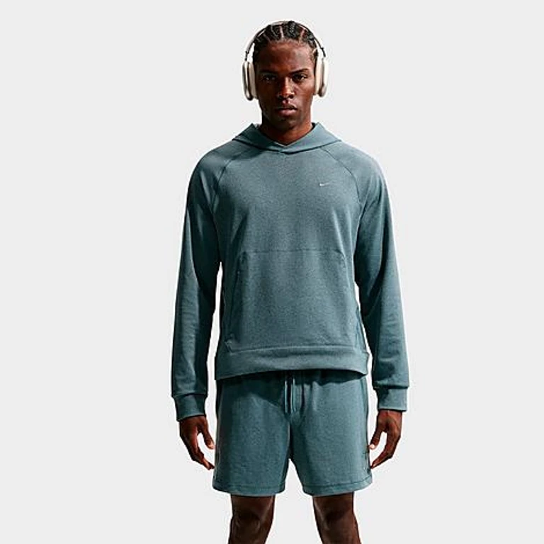 Nike Men's Primary NanoKnit Dri-FIT UV Protection Pullover Training Hoodie in Mineral Slate/Black Spruce/Heather Size: XS