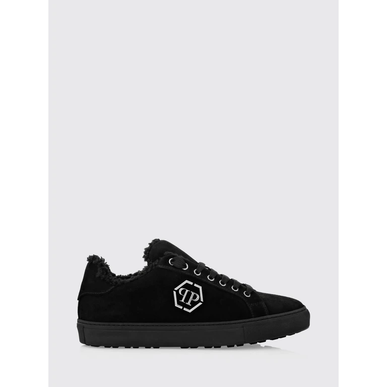 Low-Top Leather and Suede Sneakers with Hexagon Logo and Shearling Lining (AACSMSC3873PFU020N02)