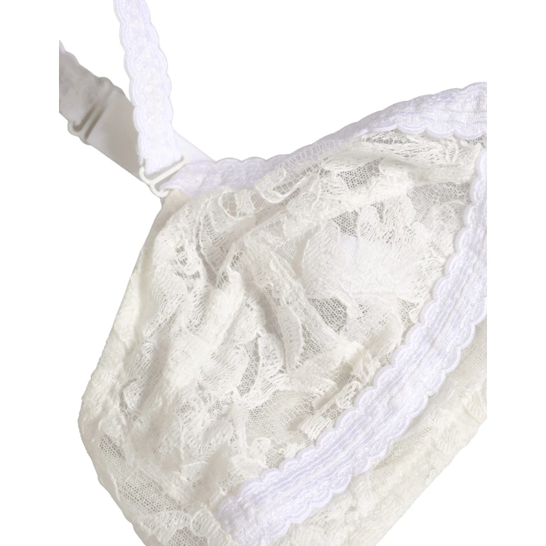 White Cotton Lace Wireless Soft Cup Bra Underwear Nylon Clothing - Women