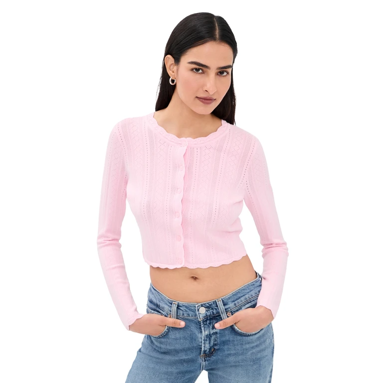 LoveShackFancy Nadiya Cardigan Candy Floss Pink M
