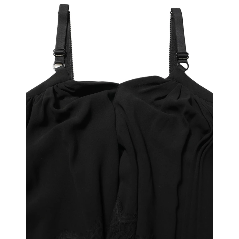 Dolce & Gabbana Black Sleeveless Floral Lace Tank Blouse Top Silk - Women