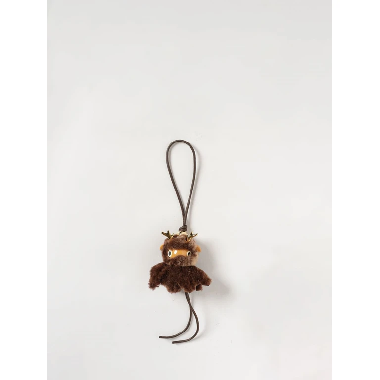 Fawnie Asymmetrical Keychain in Shearling and Metal with Embroidery (C621232XR53100)