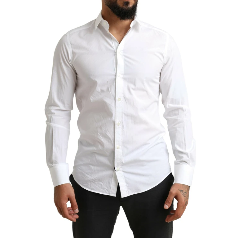 Dolce & Gabbana White Martini Cotton Dress Formal Shirt - Men