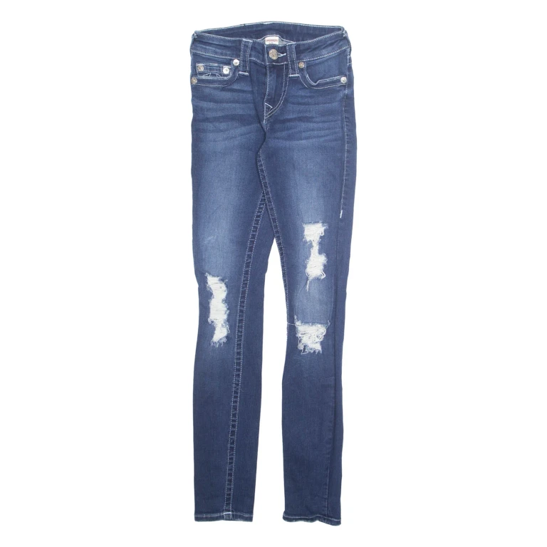 TRUE RELIGION Womens Jeans Blue Slim Skinny Stone Wash W25 L28