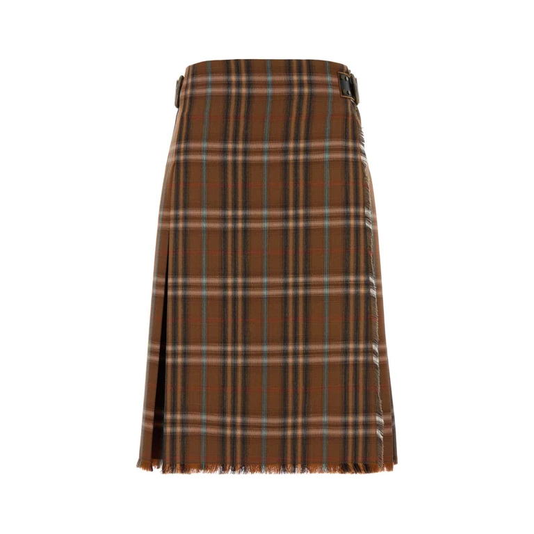 Burberry Embroidered Wool Skirt Gingerbrownipchk Gonne - Women