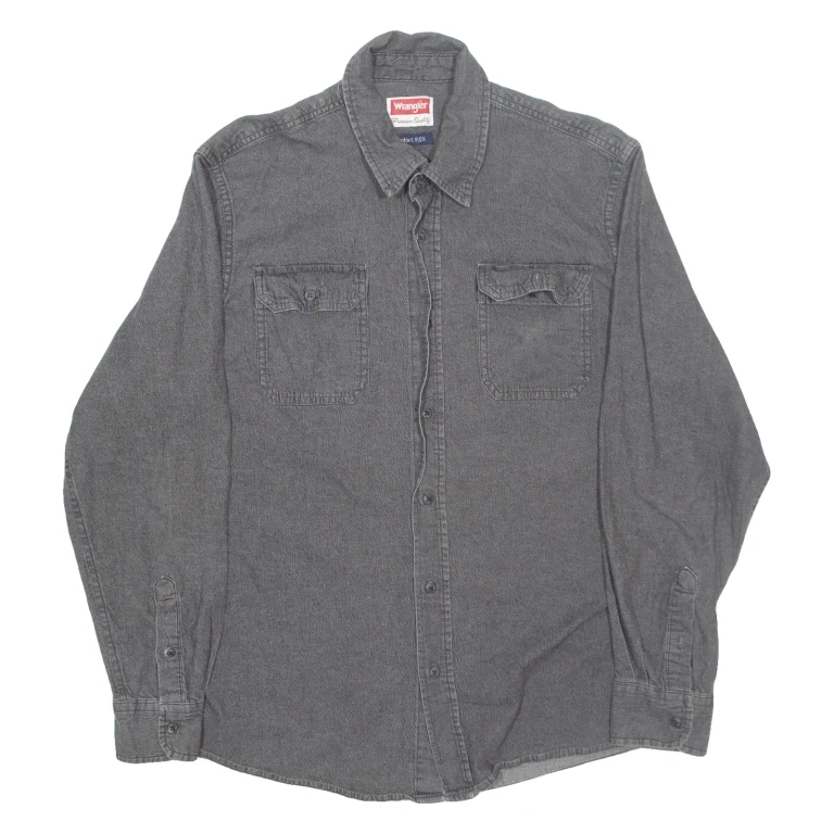 WRANGLER Mens Plain Shirt Black Long Sleeve L