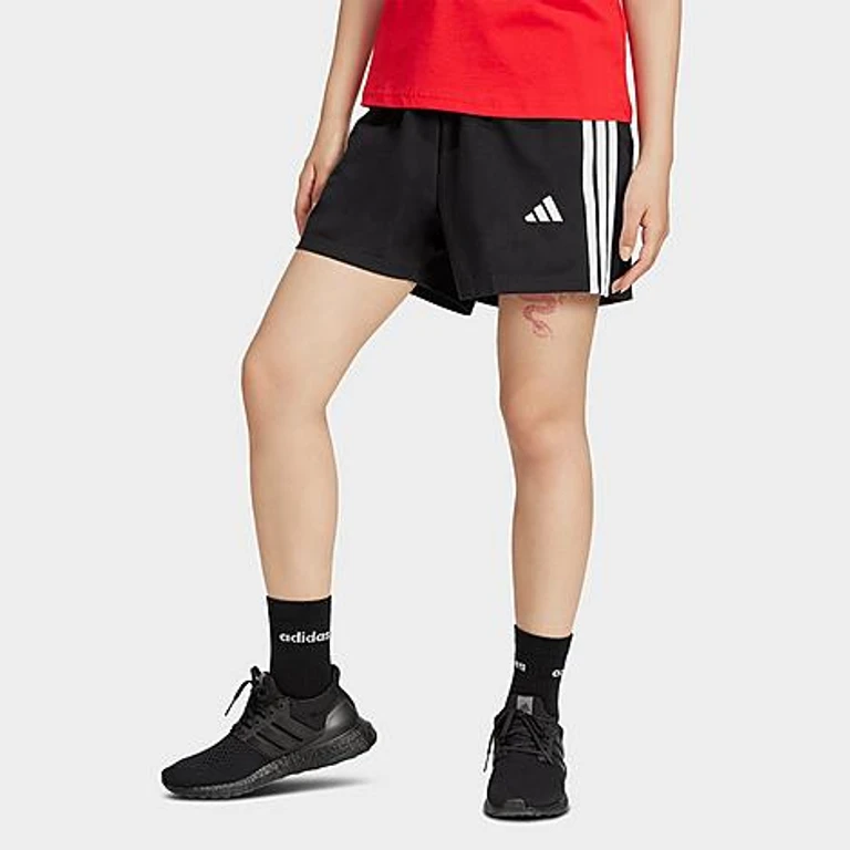 Women's Originals Essentials 3-Stripes Cotton Shorts in Black/White Size: XXS