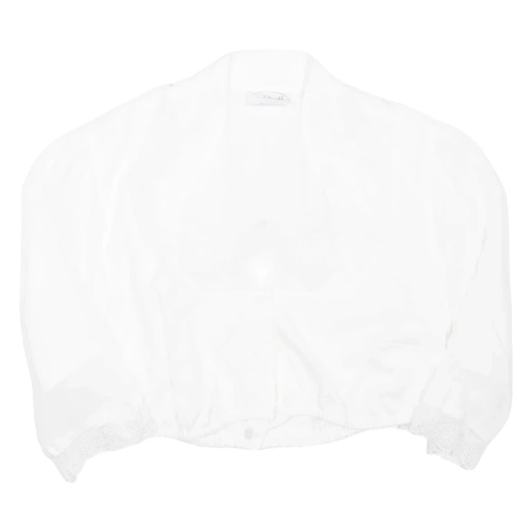 WALDORFF Womens Cropped Blouse White V-Neck M