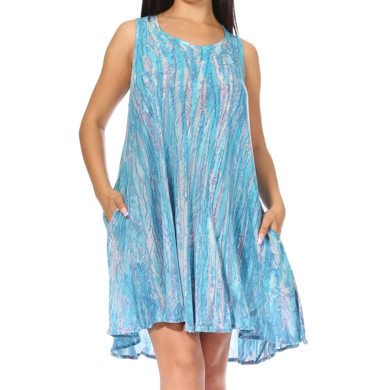 Sakkas Marta Women's Casual Summer Tie Dye Flowy Boho Maxi Sleeveless Dress Loose
