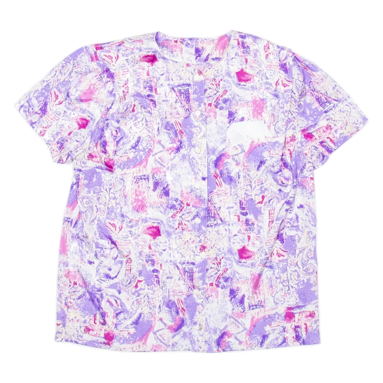Womens Printed Blouse Purple Viscose Crazy Pattern M