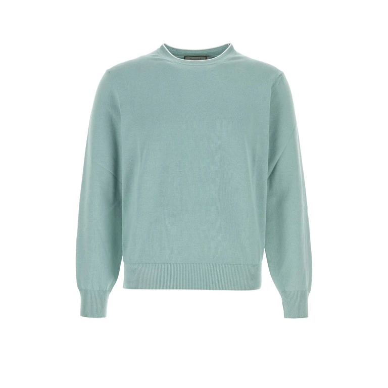 Canali Navy Blue Cotton Sweater Bluette Exterior: Maglieria - Men