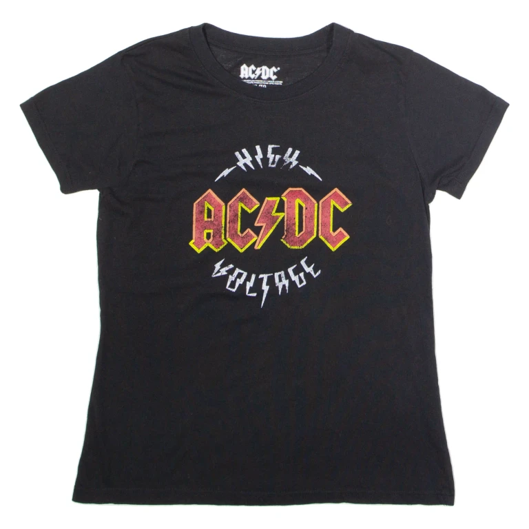 AC/DC High Voltage Womens Band T-Shirt Black Crew Neck XL