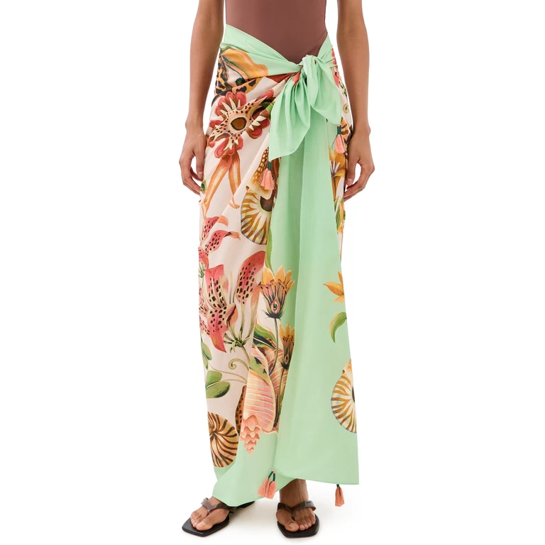 Sarong with Trims Shell Scarf One Size