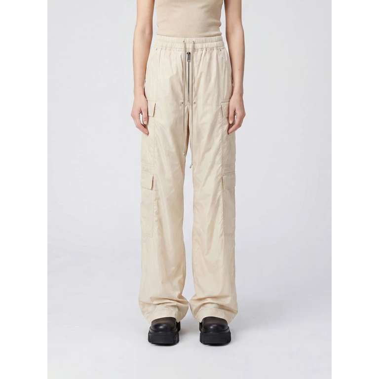 Drawstring High-Waisted Cargo Trousers in Crinkled Nylon (DS01F4324NPS41)