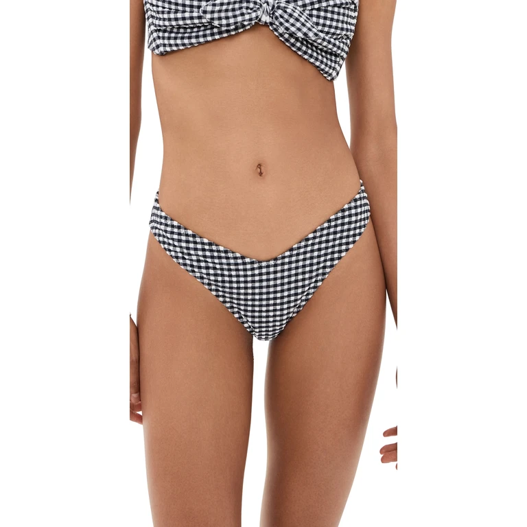 Gingham Lulu Bikini Bottoms Black & White Gingham L