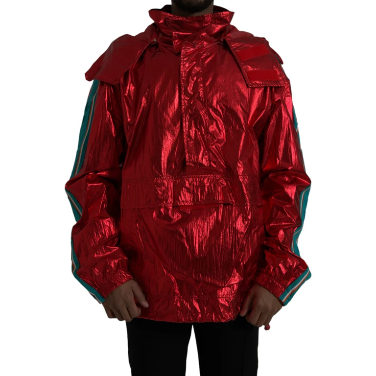 Dolce & Gabbana Red Nylon Hooded Pullover Sweatshirt Jacket Clothing - Men