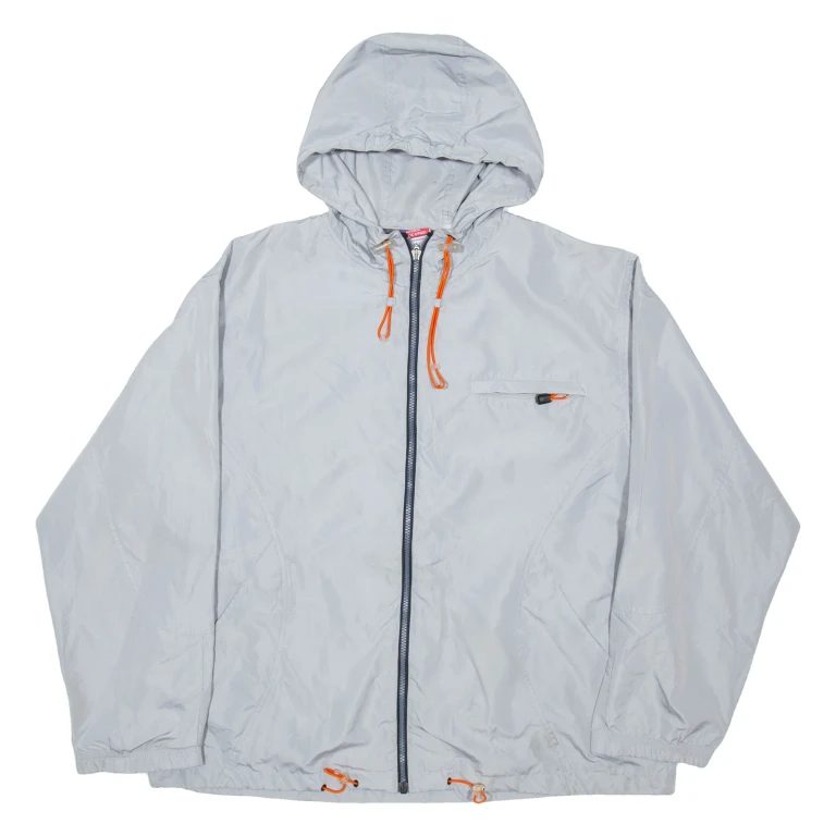 CHAMPION Mens Track Jacket Silver Nylon Hooded XL