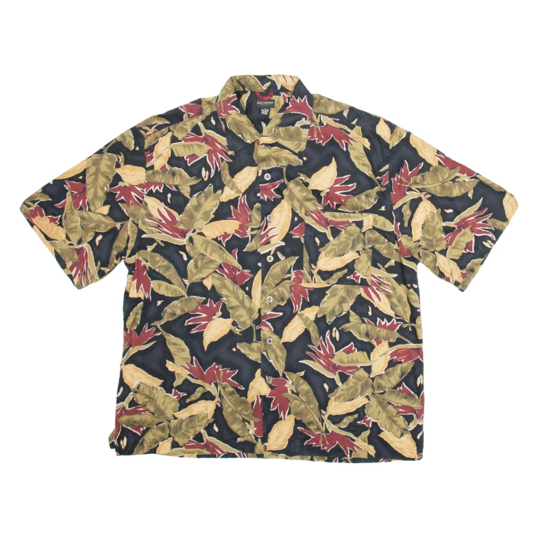 REUNION Mens Shirt Brown Floral L