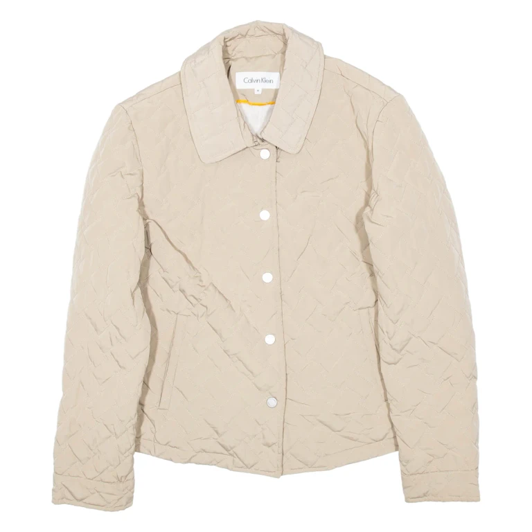CALVIN KLEIN Sherpa Lined Womens Quilted Jacket Beige M