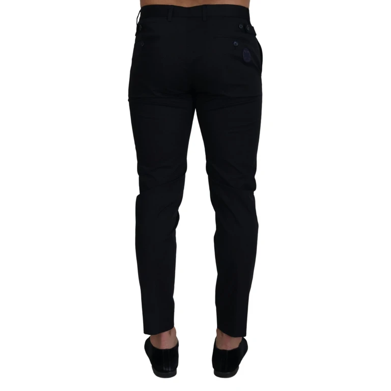 Blue Stretch Cotton Slim Trousers Chinos Pants - Men