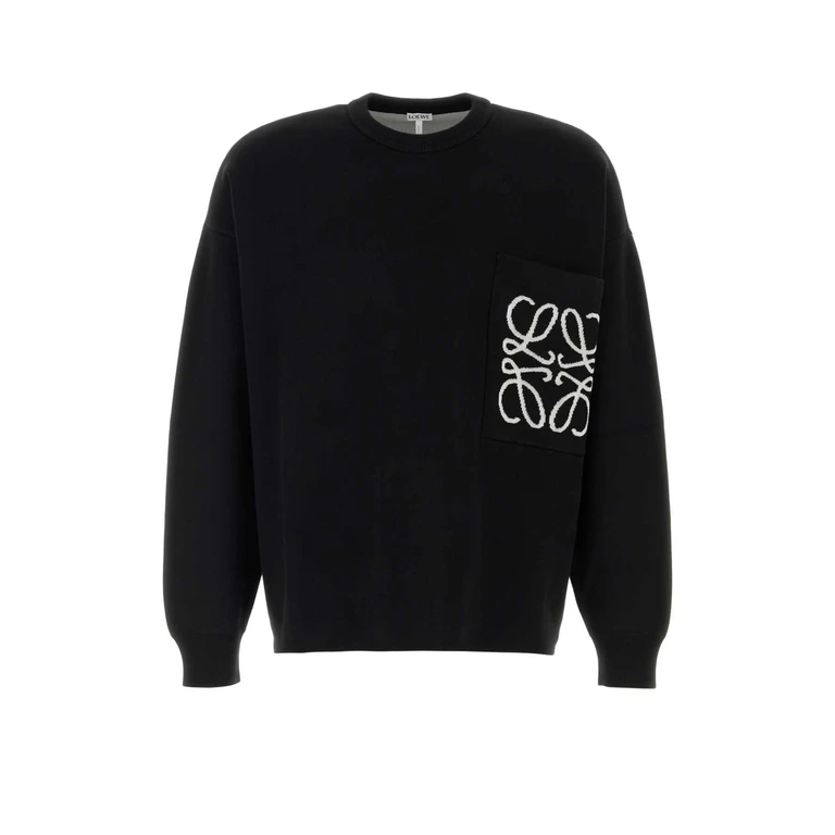 Loewe Black Cotton Blend Sweater Blackwhite Maglie - Men