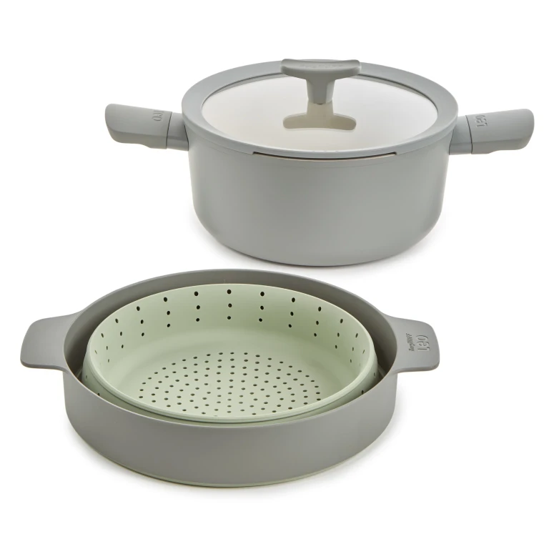 Balance 3Pc Nonstick Ceramic Steamer Set, Recycled Aluminum, Moonmist