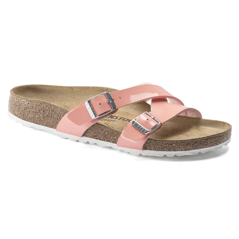 Women's Yao Balance Birko-Flor Patent Coral Peach Sandals