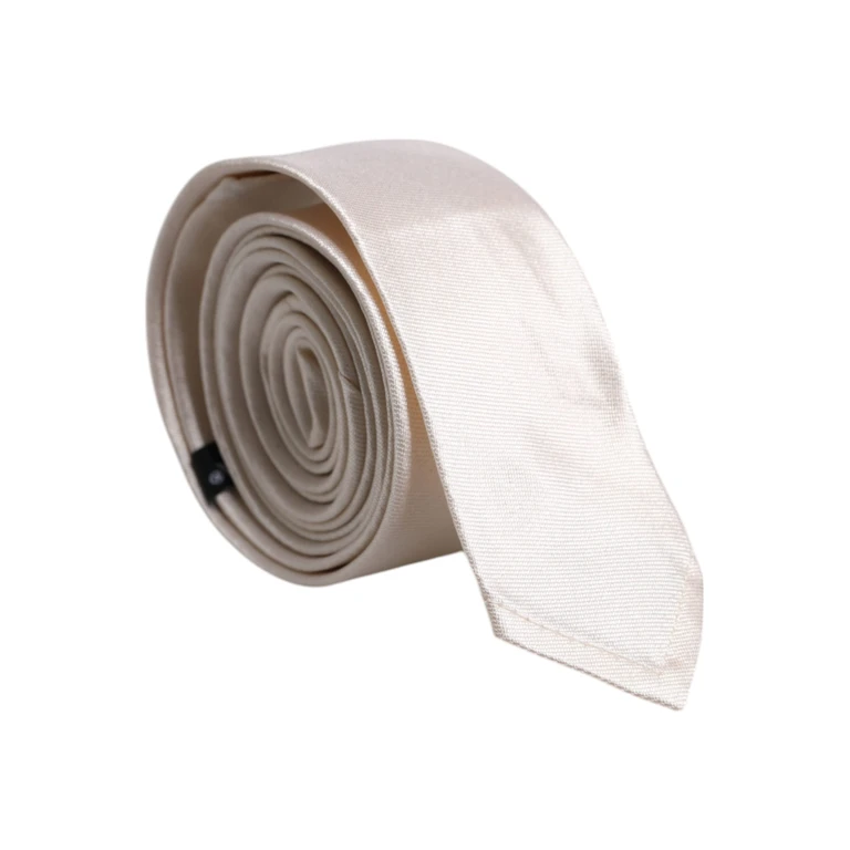 Dolce & Gabbana White Solid Silk Adjustable Necktie Tie - Men