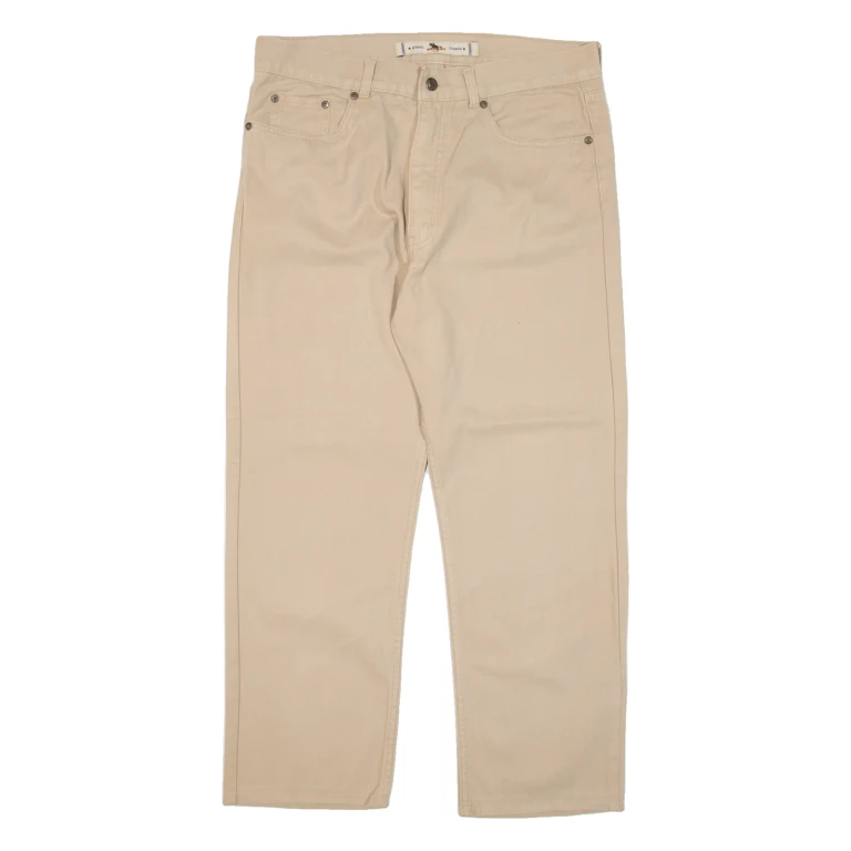 GO WEST Mens Trousers Beige Regular Straight W34 L27