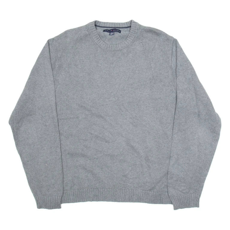 TOMMY HILFIGER Mens Jumper Grey Tight Knit L