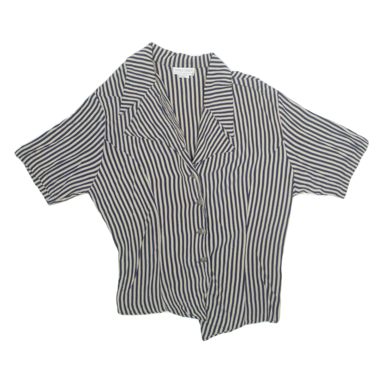 CAMILLE CLAUDEL Womens Printed Shirt Beige Collared Striped L