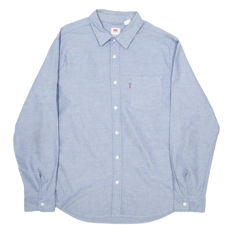 LEVI'S Mens Plain Shirt Blue Long Sleeve L