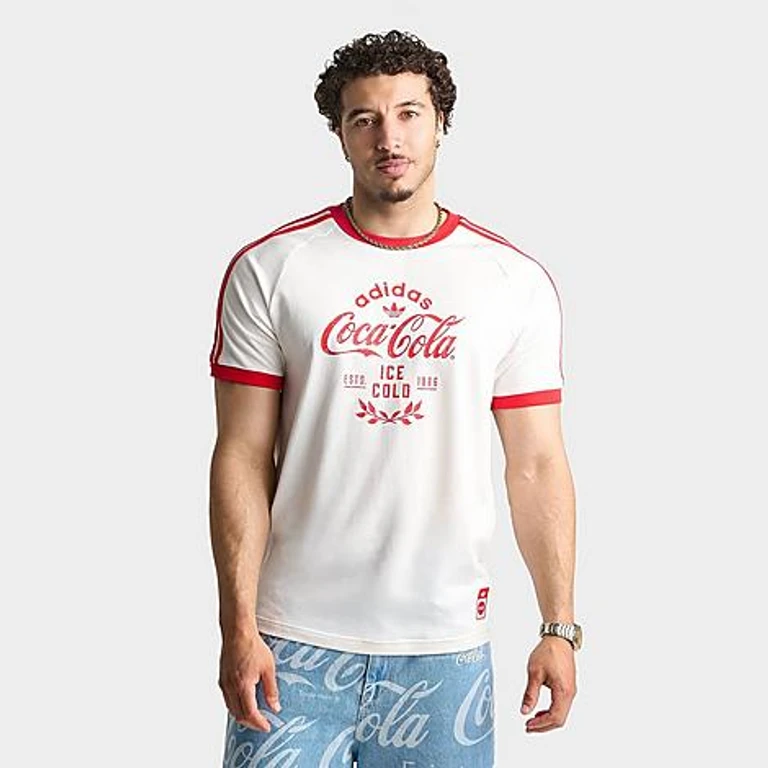 adidas Men's Originals x Coca-Cola Cali T-Shirt in White Size: Small