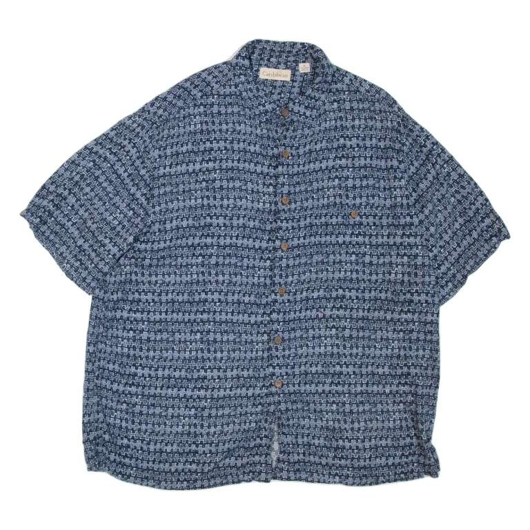 CARIBBEAN Mens Shirt Blue Geometric XL