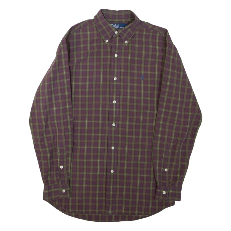 POLO RALPH LAUREN Ellington Mens Shirt Purple Check Long Sleeve S